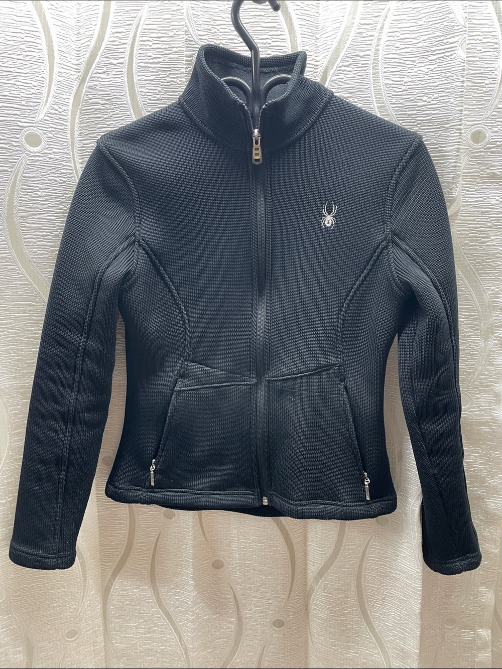 Spyder Black Textured Full-Zip Bomber Jacket